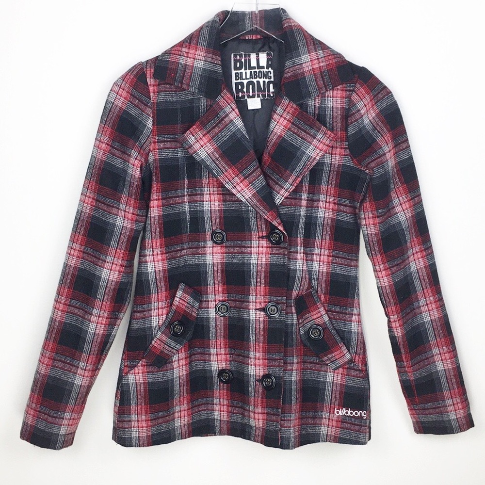 Billabong Plaid Wool Blend Jacket - Small